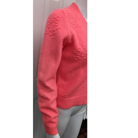 Loft Cardigan Size XS Barbiecore Concert Brunch Party Bright Pink Star Picnic - Picture 5 of 11